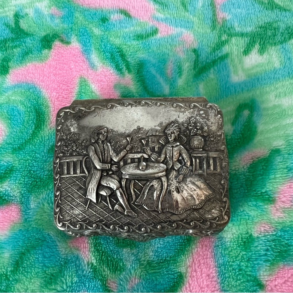 Vintage trinket jewelry box keepsake made in Japan red velvet ornate Victorian